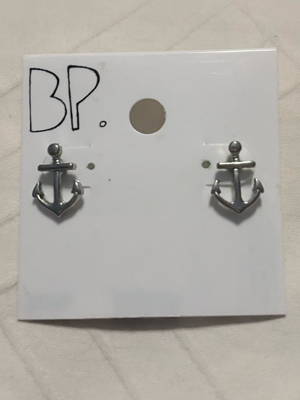bp Silver Anchor Stud Earrings
